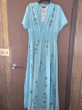 Hekka XL Light Blue Floral Maxi Dress